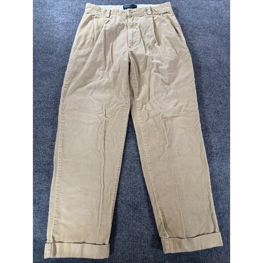 Vintage Polo by Ralph Lauren Men's Tan Corduroy Hammond Pants Size 33x30
